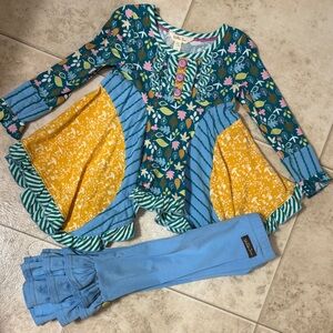 Matilda Jane top with Blue Leggings size 2